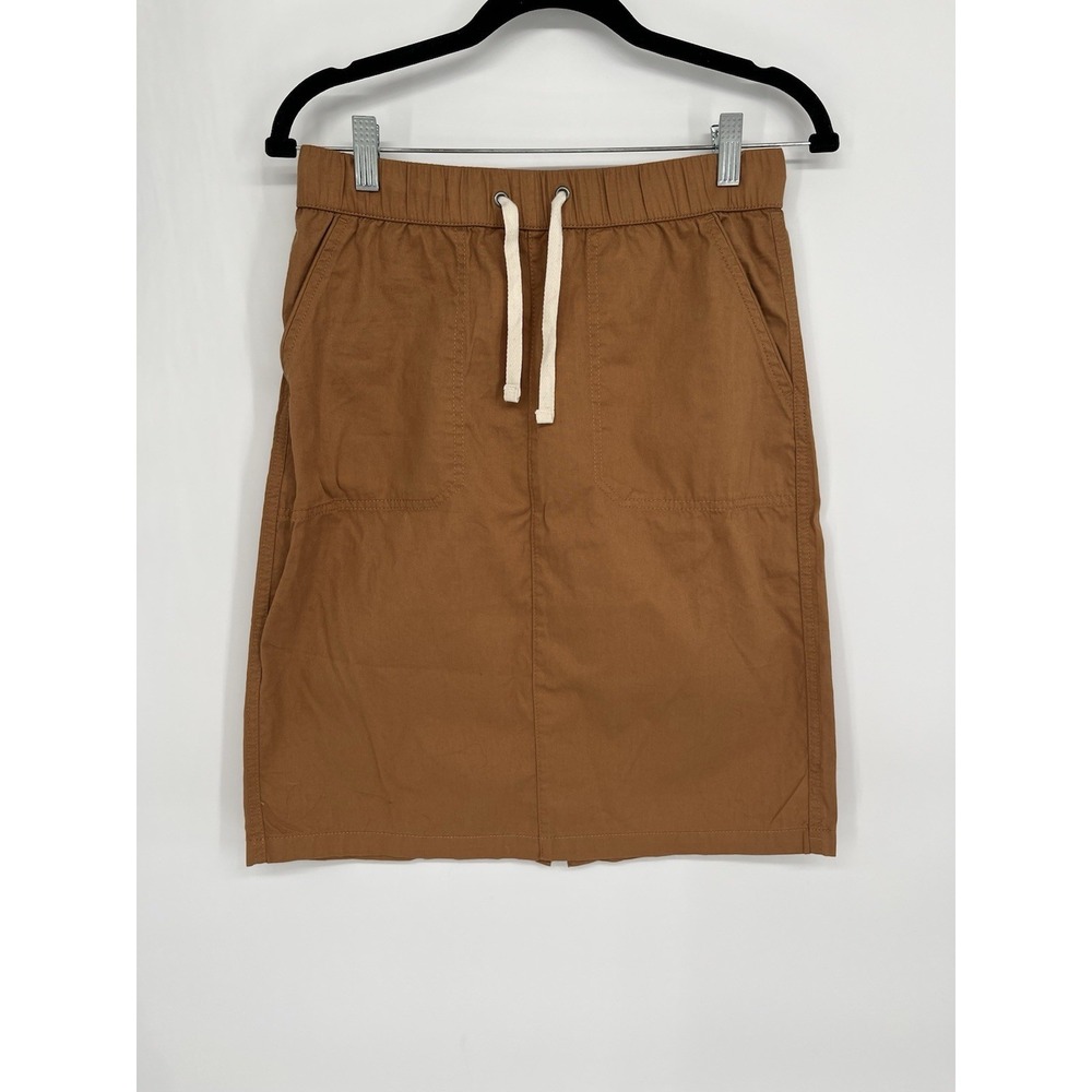 Pact Daily Twill Skirt Women's Camel Organic Cotton Drawstring Pockets S